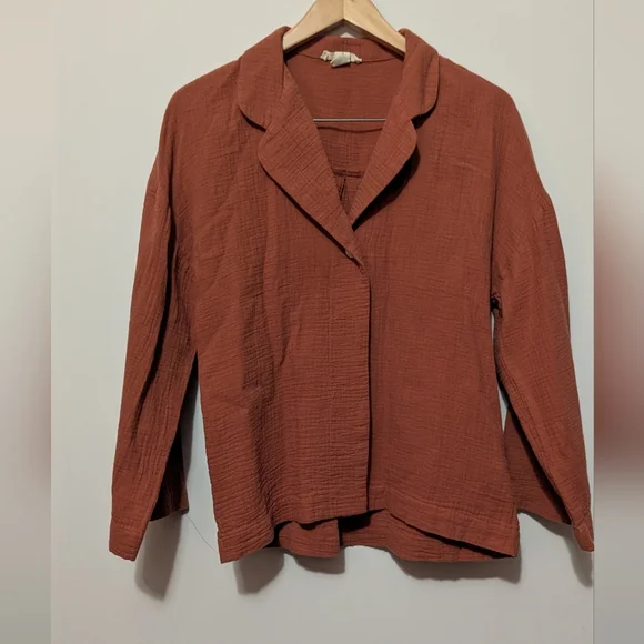 Madewell Terracotta Button-Up Shirt - Picture 1 of 4